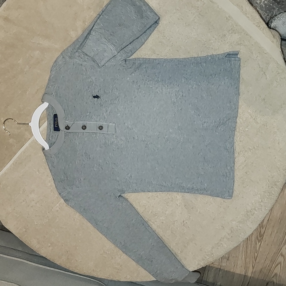 Boys Polo Henley Grey Medium